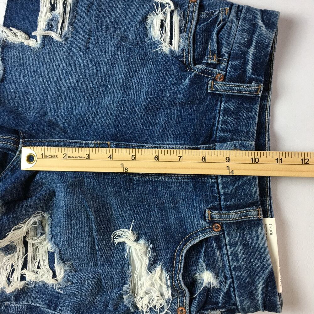 New American Eagle Women High Rise Curvy Shorts Distressed Denim Summer Beach 0 - Picture 10 of 14